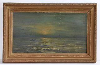 M.E.D (British, 19th/20th Century) Moonlit Seascape initialled and dated 1900 (lower right), oil