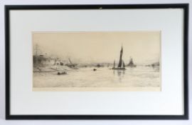 Rowland Langmaid (British 1897-1956) "Off Sheerness, Kent" Etching signed lower right  housed within