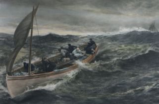 Charles Napier Hemy, RA (1841-1917) Fishing Boat in a Storm signed in pencil, coloured print