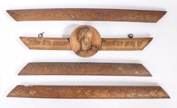A large 19th century Olive wood religious picture frame, inscribed "After This Manner Therefore Pray