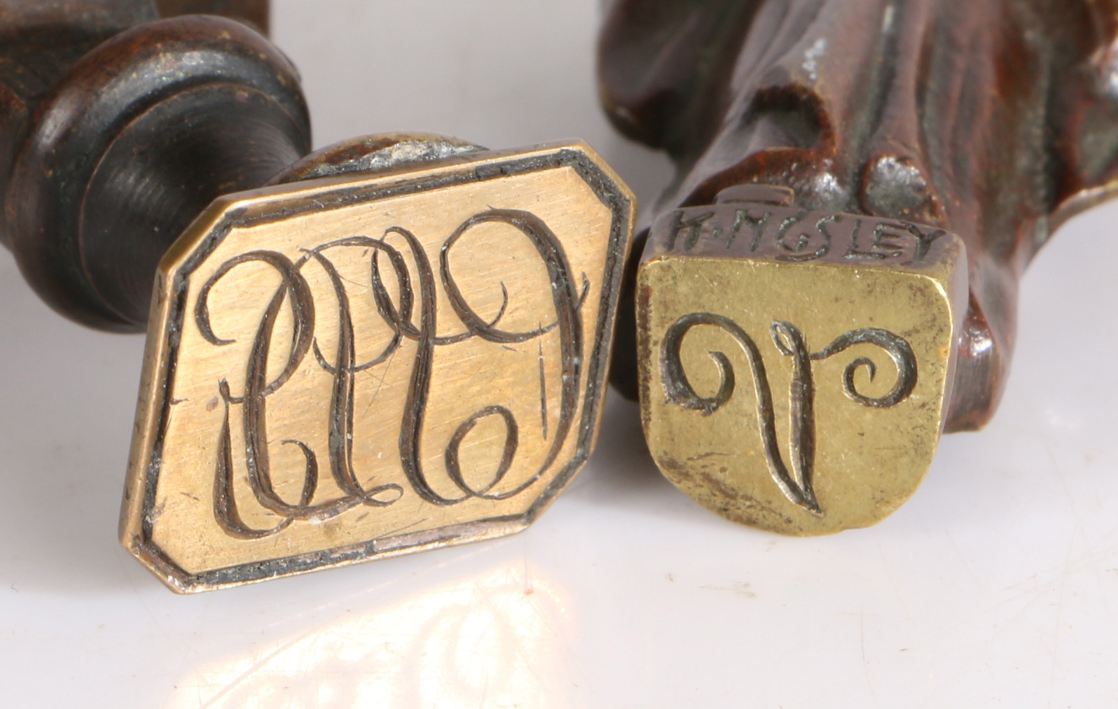 Two 19th/20th century bronzed seals, one in the form of Gaetano Donizetti who was an Italian - Image 2 of 2