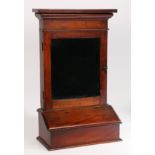 A 19th Century pipe case/ display case, the concave cornice above a glazed door and hinged