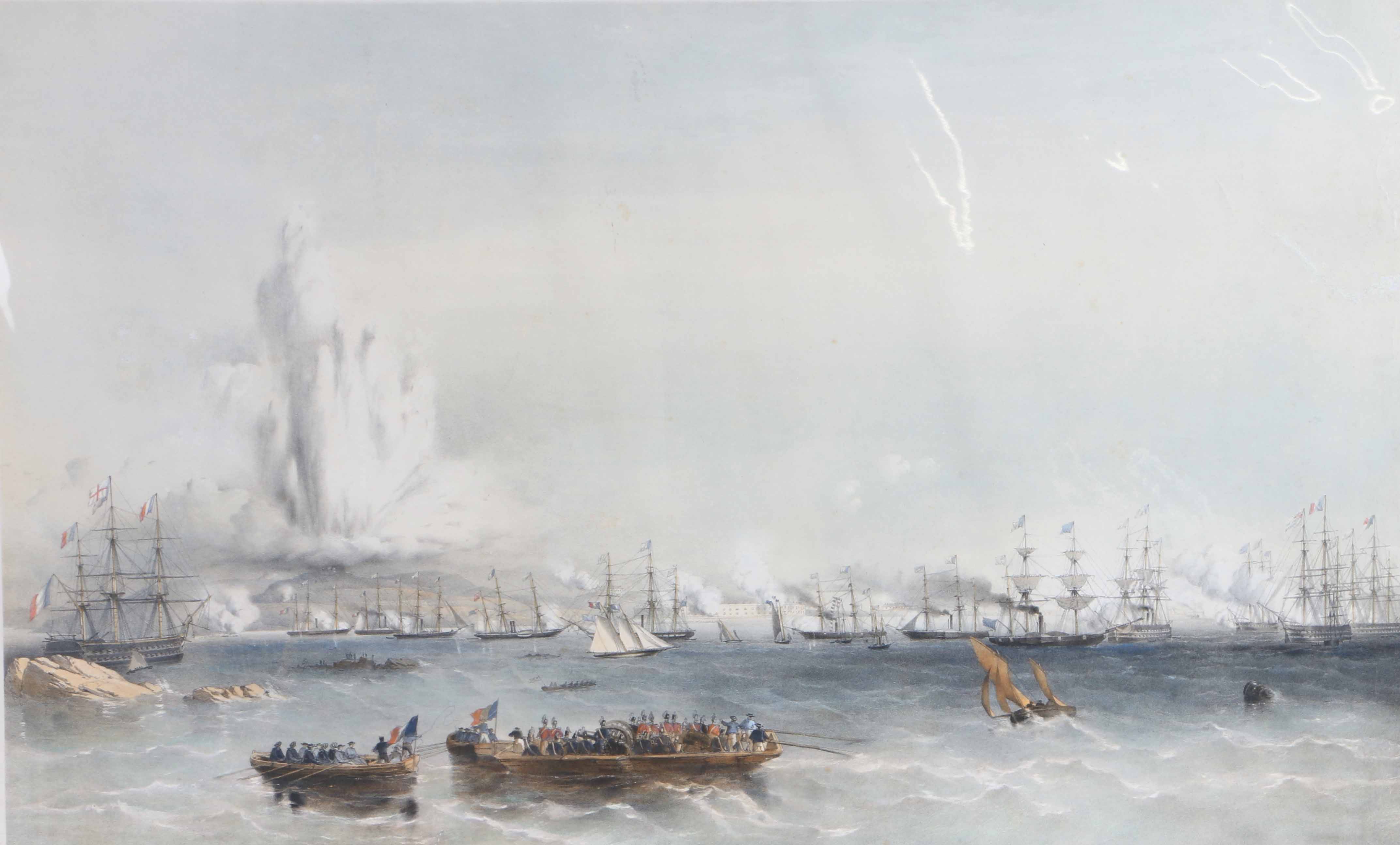 After Oswald Walter Brierly (1817-1894) 'Bomarsund' hand coloured lithograph, c.1854 38 x 62cm (15in
