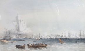 After Oswald Walter Brierly (1817-1894) 'Bomarsund' hand coloured lithograph, c.1854 38 x 62cm (15in