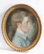 English School (18th Century) Portrait of a Young Gent pastel 30 x 25cm (12" X 10") Oval