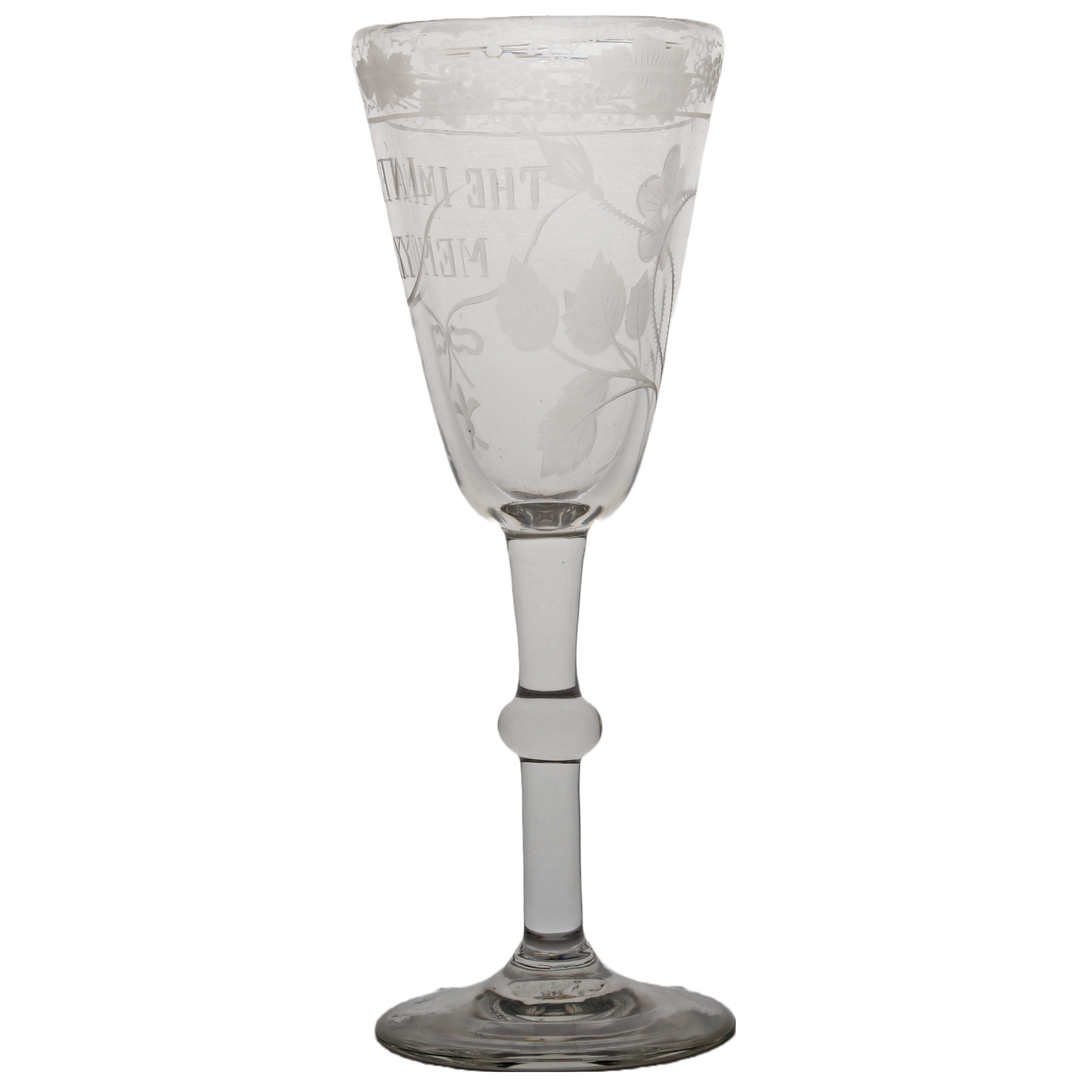An early 19th Century glass, The Immortal Memory engraved to the bowl and trailing grape and vine - Image 2 of 3