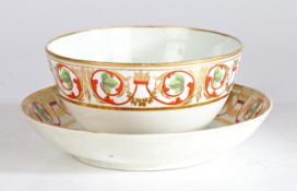 A 18th/19th century Derby porcelain bowl and plate, decorated with a floral and gilt design to the
