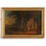 Early 19th Century oil on metal panel depicting the sailors return to his cottage, housed in a