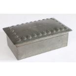 An Arts & Crafts Solkets for Liberty & Co pewter box, shape 0124, having a mottled lid with J.W.E.
