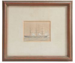 An Early 20th century British School pencil and watercolour drawing of the three mast ship "