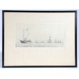 Rowland Langmaid (British 1897-1956) "Dreadnoughts" Etching signed lower right  housed within a