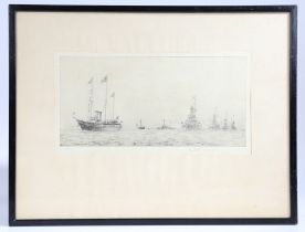 Rowland Langmaid (British 1897-1956) "Dreadnoughts" Etching signed lower right  housed within a
