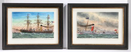 English School (19th Century) 'Jupiter' & 'French Training Ship Bougainville' indistinctly