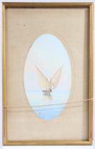 Late 19th/20th century Indian School, study of a sailing boat, gouache, initialed lower right,