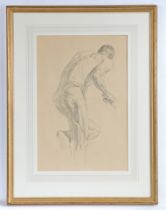 British School (20th Century) Male Nude life drawing in pencil 42 x 29cm (16.5" x 11.5")