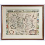 John Speede (1552-1629) "A Newe Mape Of Tartary 1626" a hand coloured map housed within a glazed