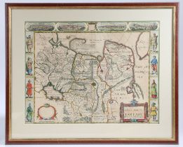 John Speede (1552-1629) "A Newe Mape Of Tartary 1626" a hand coloured map housed within a glazed