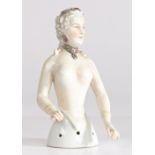 An Art Deco porcelain half doll, in the form of a elegant woman, possibly German, with "10793"