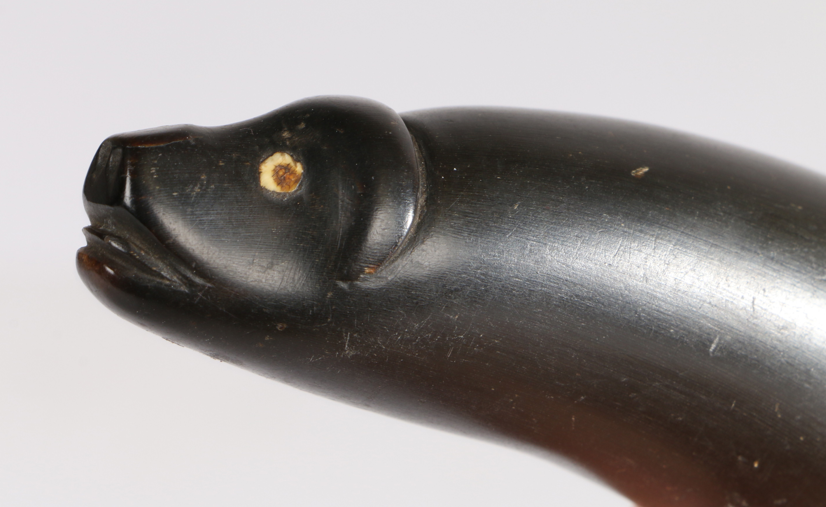 A 19th century horn novelty snuff mull, in the form of a dog, 10cm long - Bild 2 aus 4