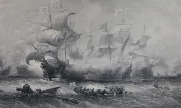 After Oswald W Brierly, Engraved by A Willmore 'The Attack of the Vanguard' black and white