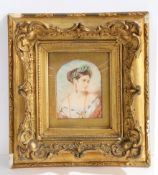 Alfred Edward Chalon (British 1780-1860) "Miss Parker?" portrait miniature of a lady wearing a