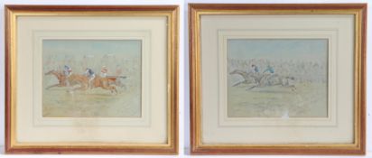 George Finch Mason (British, 1850-1915) Horse Racing Scenes both signed, pair of watercolours 22 x