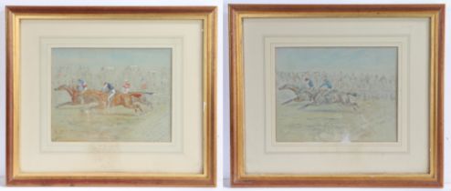 George Finch Mason (British, 1850-1915) Horse Racing Scenes both signed, pair of watercolours 22 x