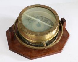 Large ship's compass in brass and bronze by John Lilley and Gillie of North Shields, the brass