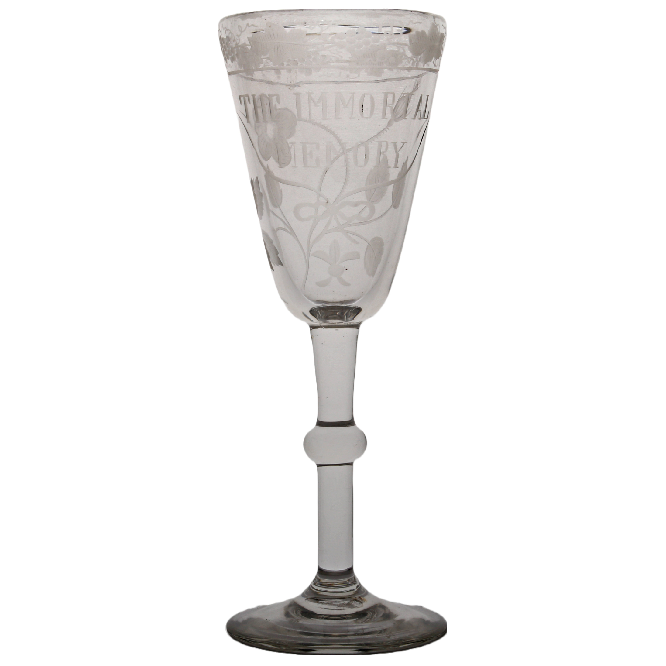 An early 19th Century glass, The Immortal Memory engraved to the bowl and trailing grape and vine - Image 3 of 3