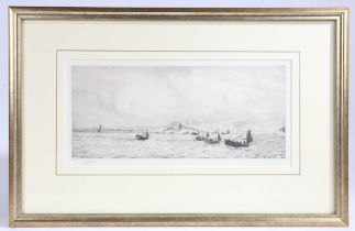 William Lionel Wyllie RA, RI, RE, (British 1851-1931) "Fishing Trawlers" Etching signed lower left