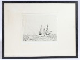 William Lionel Wyllie RA, RI, RE (British 1851-1931) "Ship Under Fire" depicting a sailing vessel