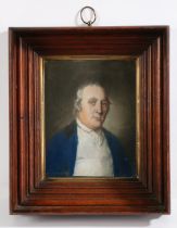 English School (18th Century) Half Length Portrait of a Gent in Blue Jacket pastel 22 x 17cm (8.