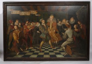 English School (20th Century) Dancing La Volta oil on canvas 120 x 162cm (47in x 64in)