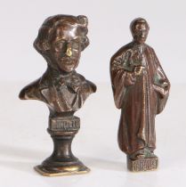 Two 19th/20th century bronzed seals, one in the form of Gaetano Donizetti who was an Italian