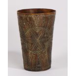 An Early Victorian chip carved horn cup, dated 1840 and titled "Ship Dove" and initialed "SN",