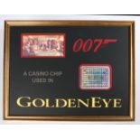 A framed 10,000 casino chip from Martin Campbell's 1995 film GoldenEye, starring Pierce Brosnan,