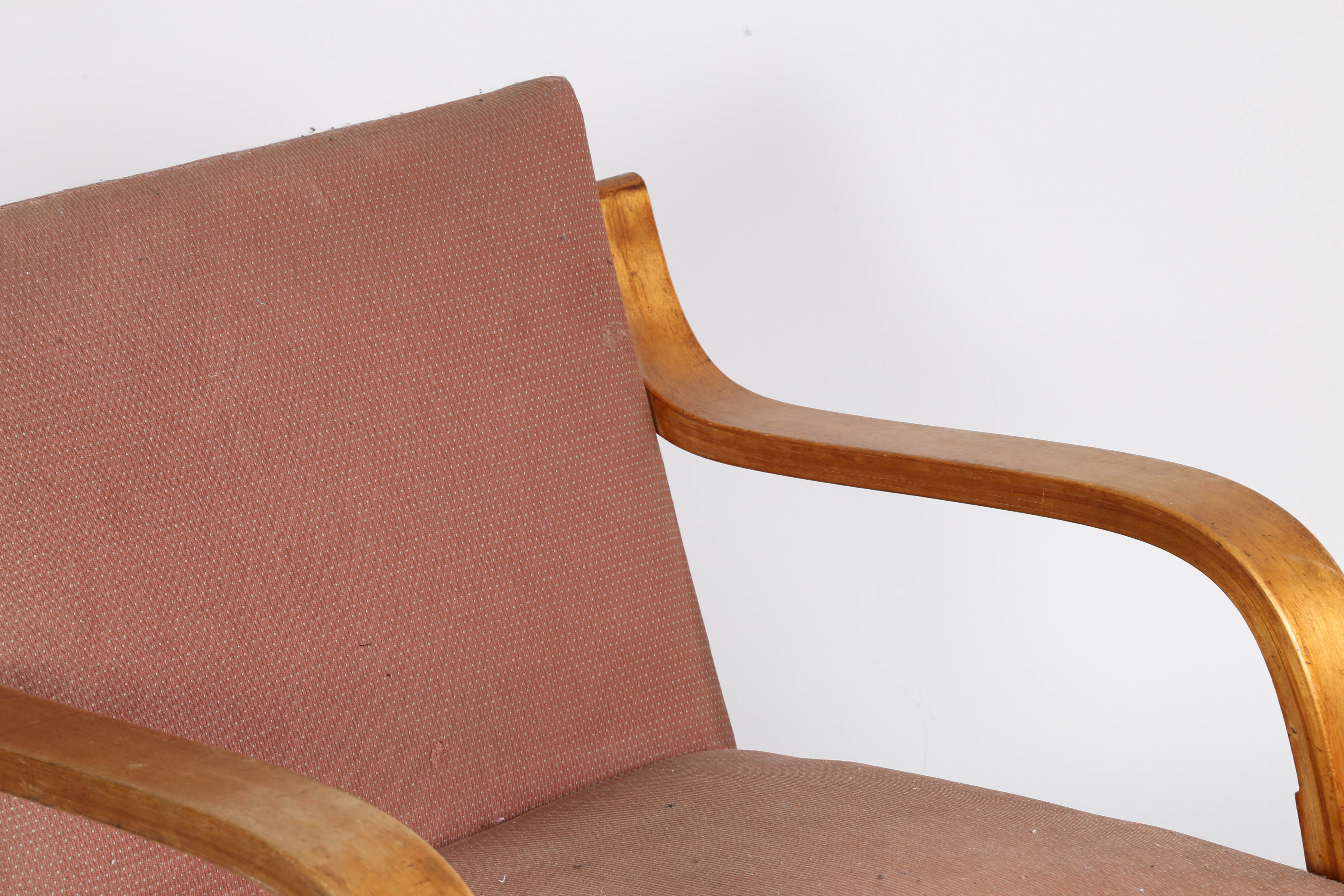 Alvar Aalto (Finnish 1898-1976) birch and upholstered armchair, retailers label rubbed but - Image 7 of 7