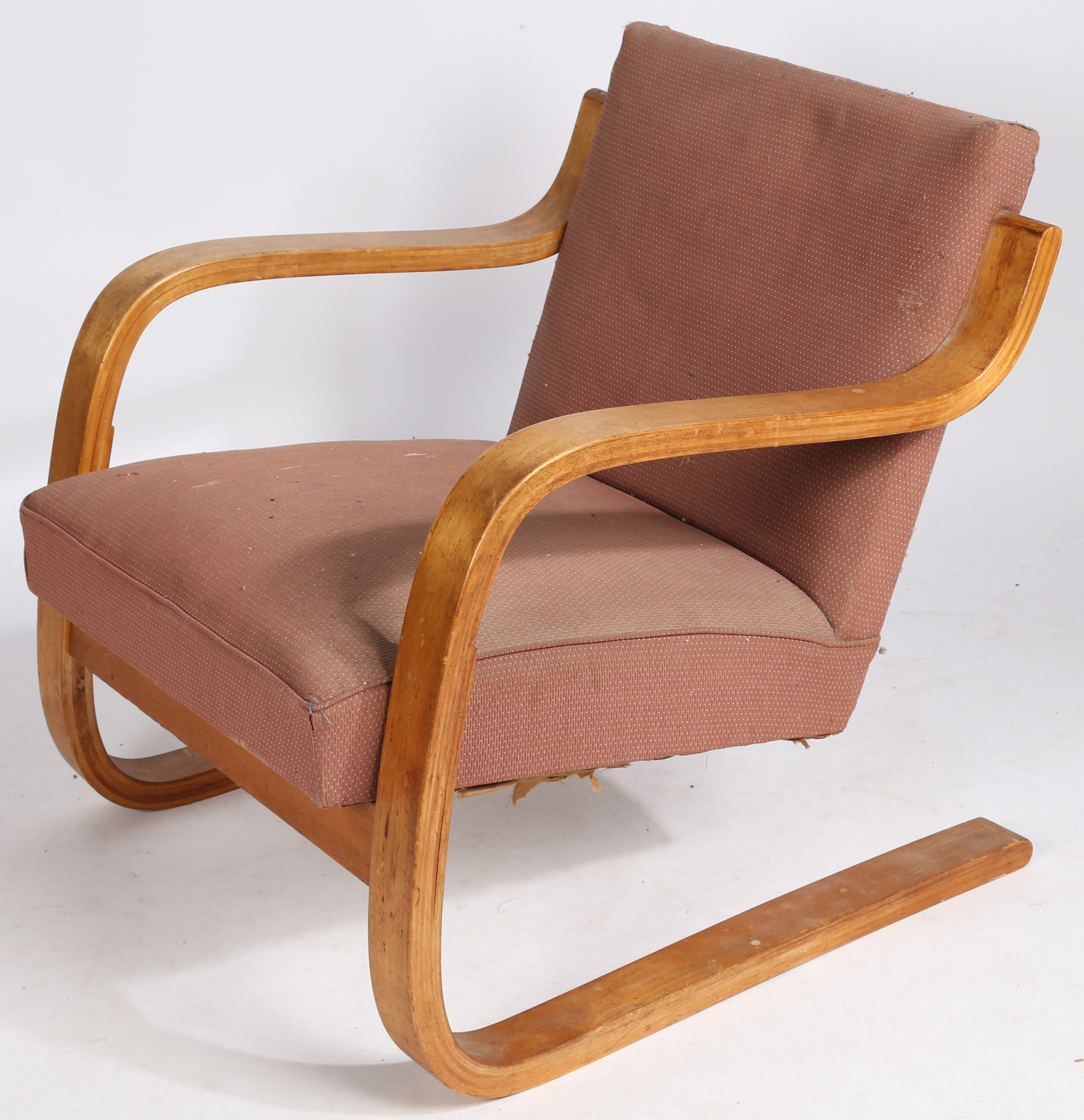 Alvar Aalto (Finnish 1898-1976) birch and upholstered armchair, retailers label rubbed but - Image 6 of 7