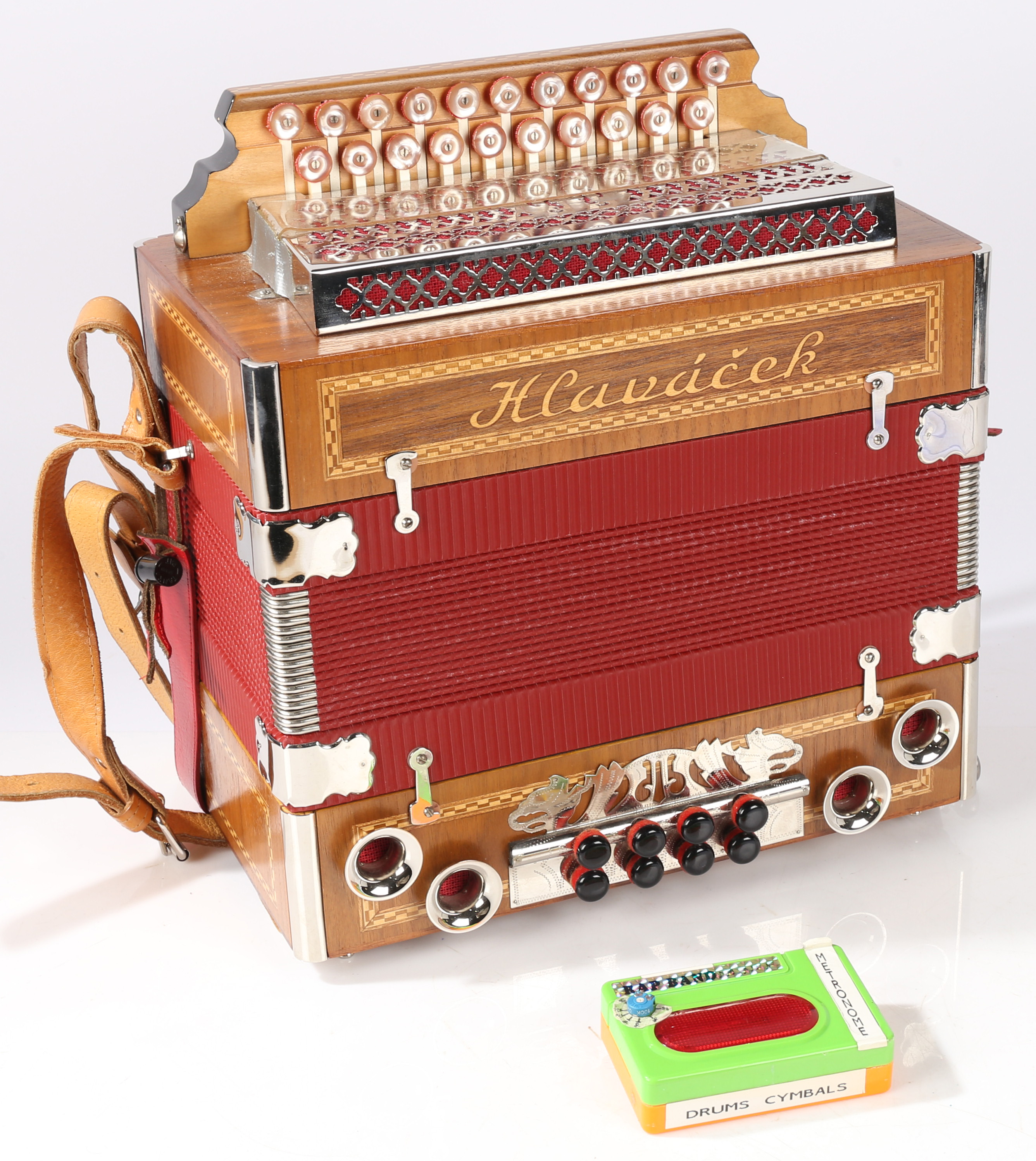 Hlavacek Accordion with soft case, accessories/ tools, and straps. Made in Czech Republic.