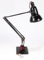 Herbert Terry & Sons Anglepoise table lamp in black, stamped "Herbert Terry & Sons Ltd, Redditch,