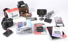 Canon EOS 40D digital SLR camera body with manuals, Canon BG-E2 battery grip, Canon M80 Media