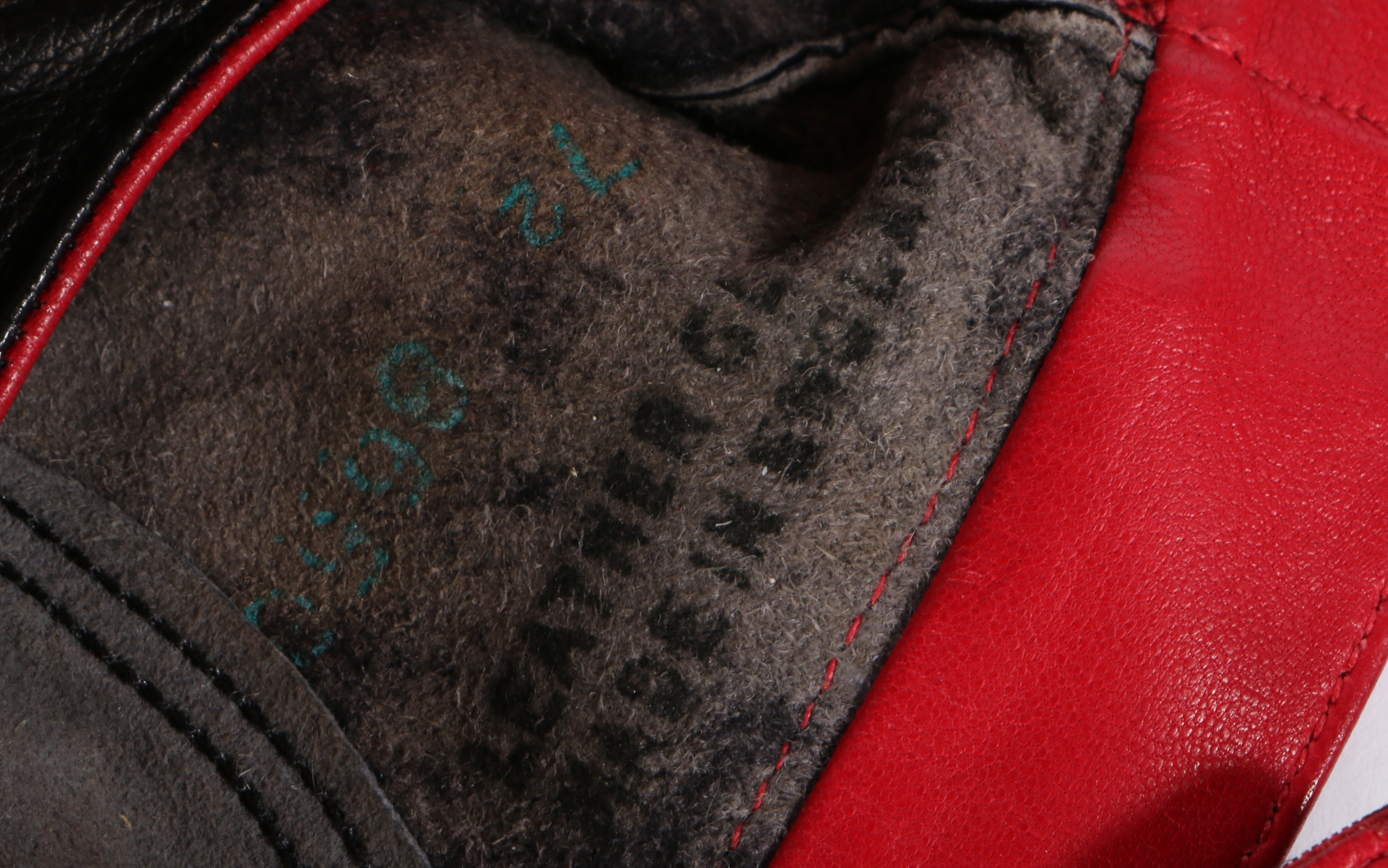 A pair of 1960's Graham Hill leather driving gloves, the red and black leather gloves with velcro - Image 2 of 4