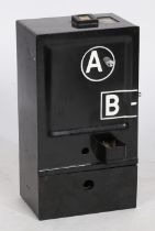 GPO A and B box, coin operated telephone box or "Renters Box". The top loading coin slot,