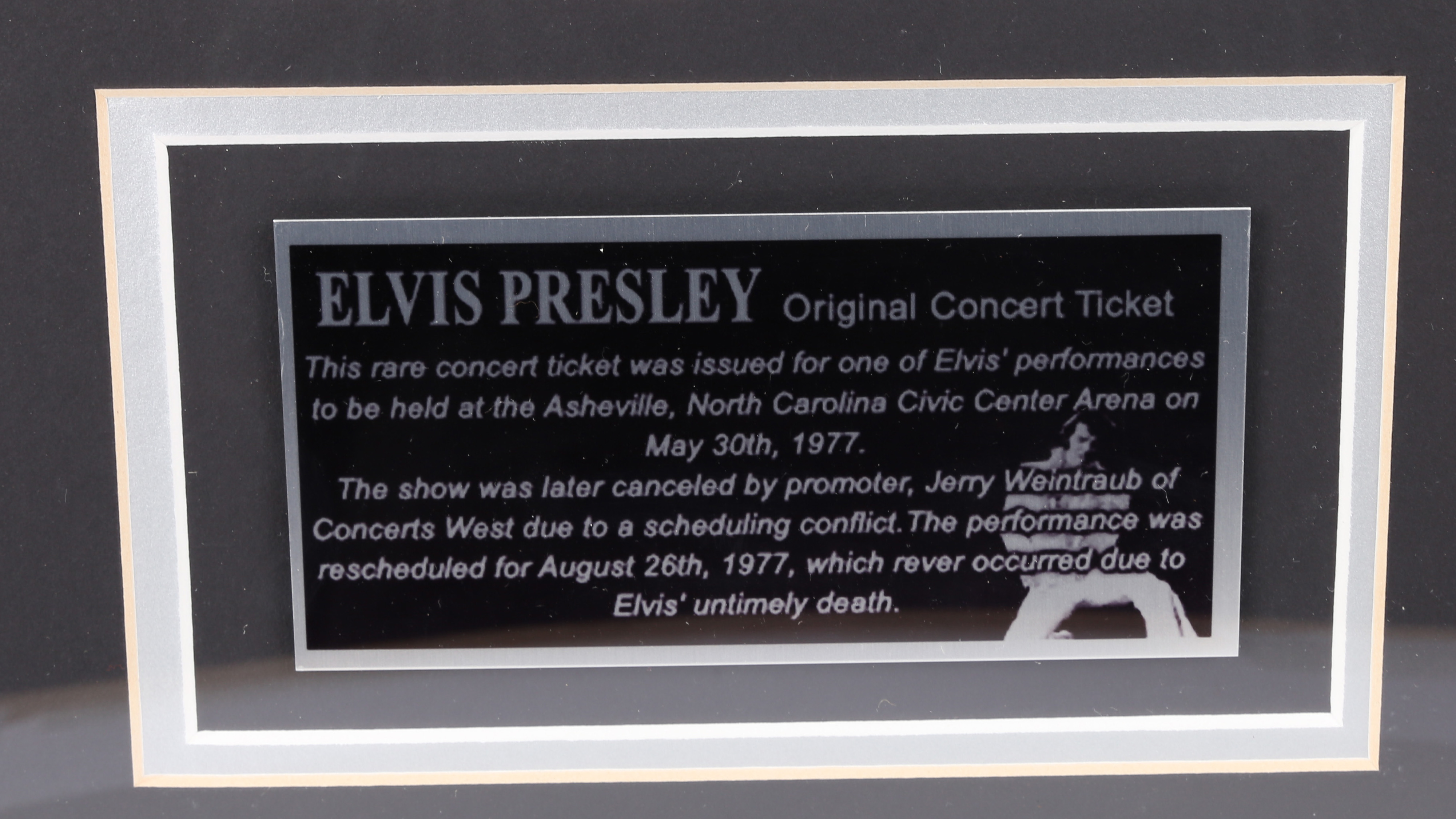 "Elvis In Concert" framed original concert ticket, cancelled due to his death. - Image 4 of 5