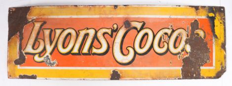 A Lyons' Cocoa rectangular enamel sign, 92cm x 31cm.