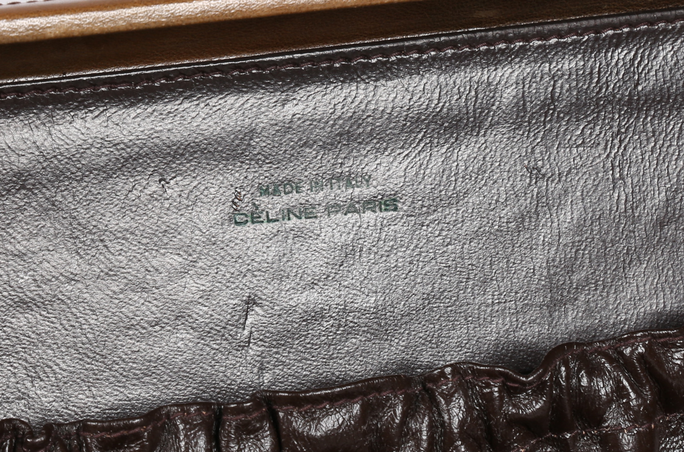 A vintage Celine "C" Macadam pattern, canvas and leather suitcase, together with vanity box. - Image 7 of 9