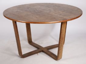 A mid 20th Century teak circular dining table. 122cm diameter, 69cm height.