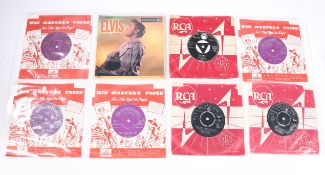 A collection of Elvis Presley 45s, to include Blue Moon (45-POP 272, UK first pressing, gold