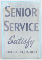 Senior Service Satisfy Tobacco aluminium advertising sign, "Tobacco At Its Best", 92cm x 61cm.