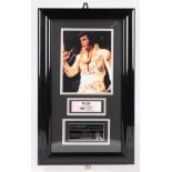 "Elvis In Concert" framed original concert ticket, cancelled due to his death.